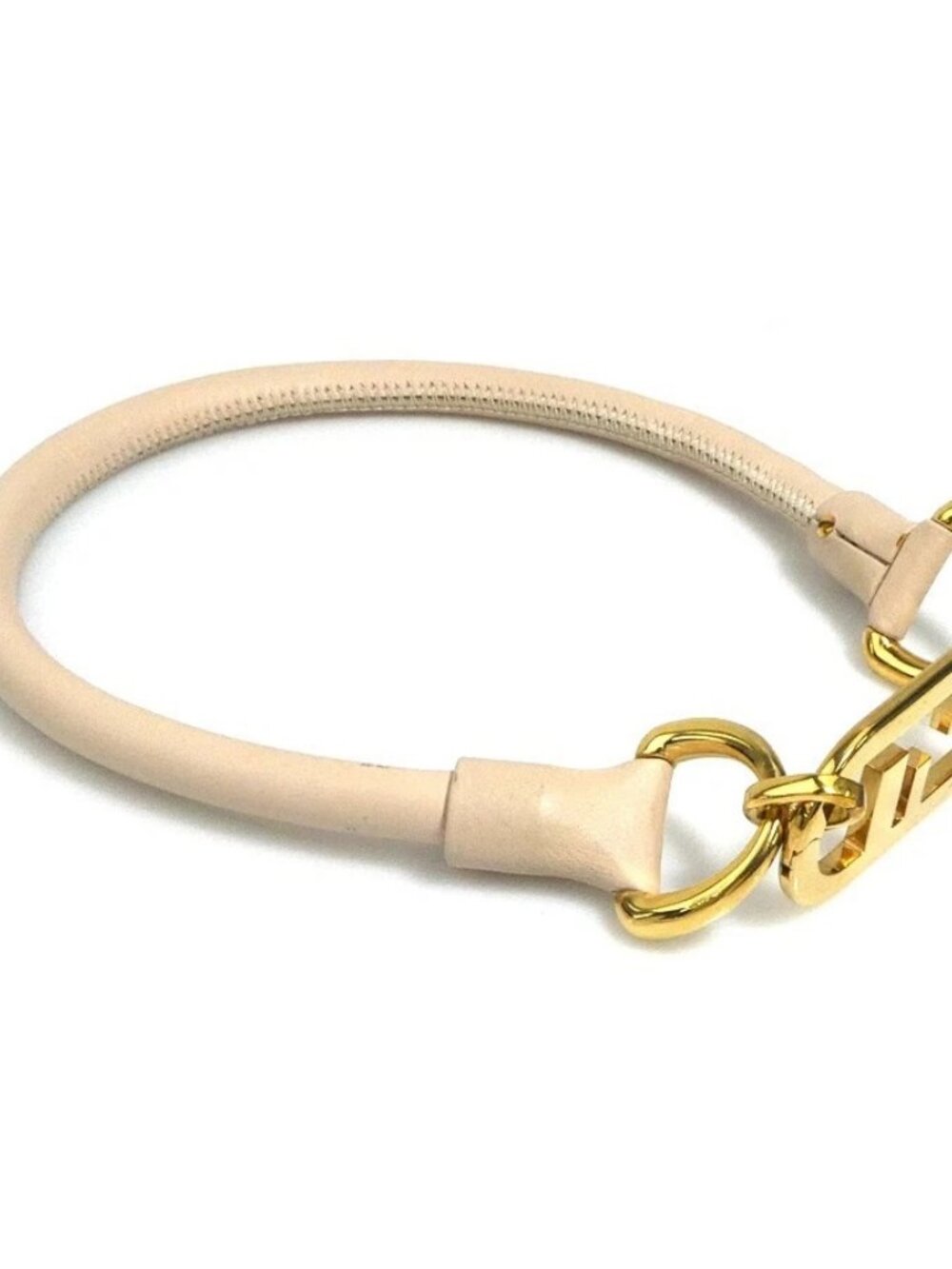 FENDI Choker Necklace Light Pink/Gold Leather/Metal -